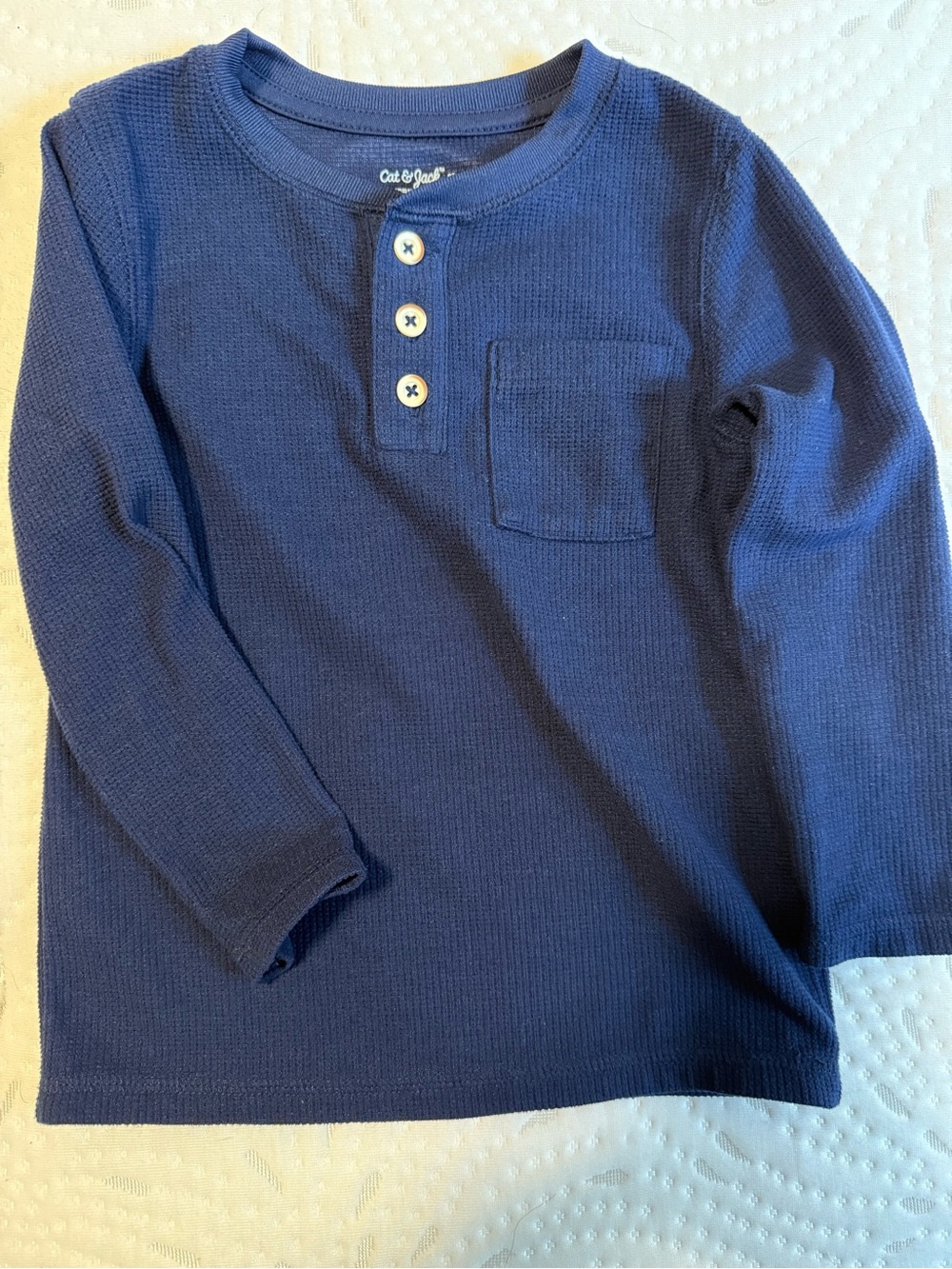 Cat & Jack Dark Blue Long-Sleeve Henley with Pocket